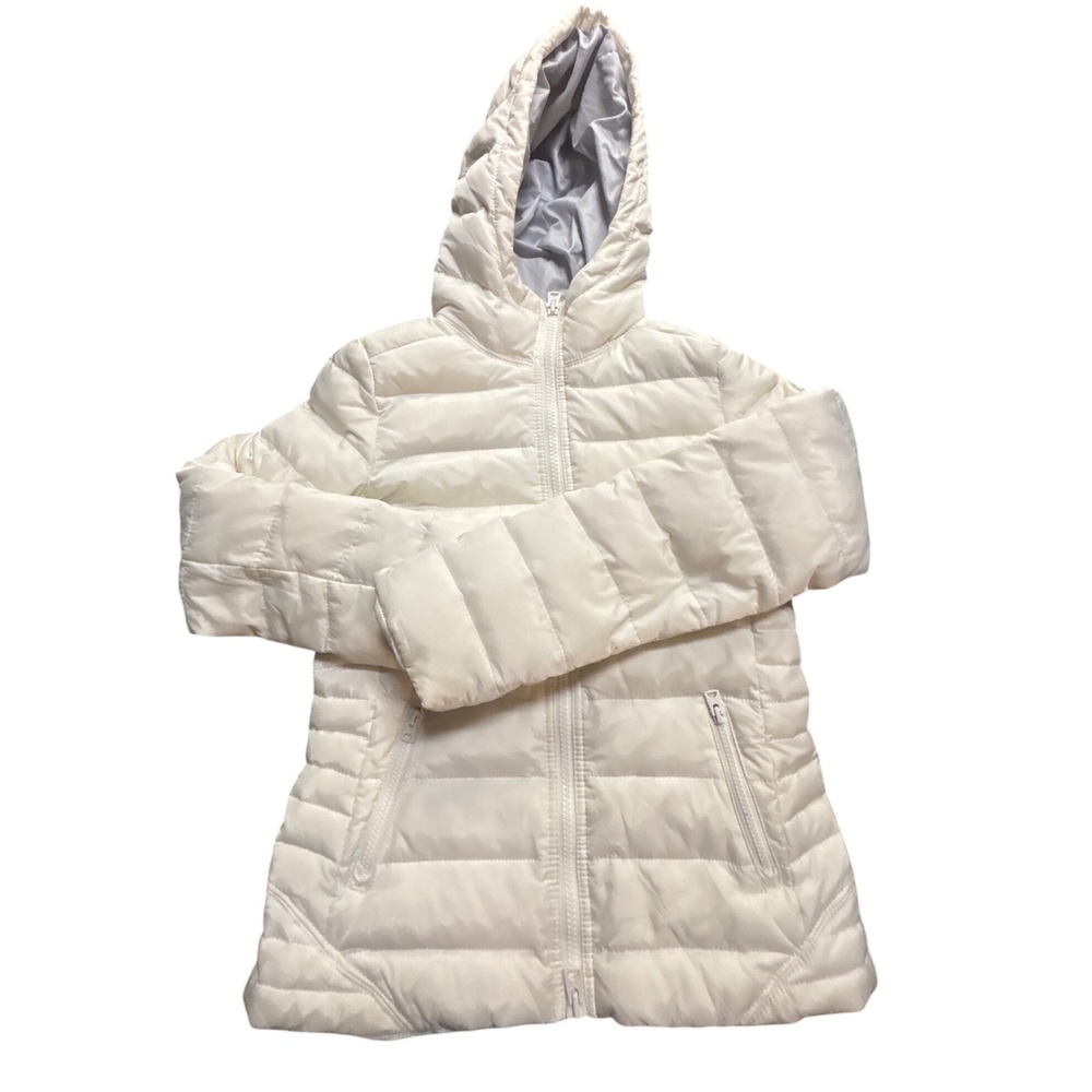 American Eagle Outfitters Womens Cream Real Down Puffer Jacket Hooded Small